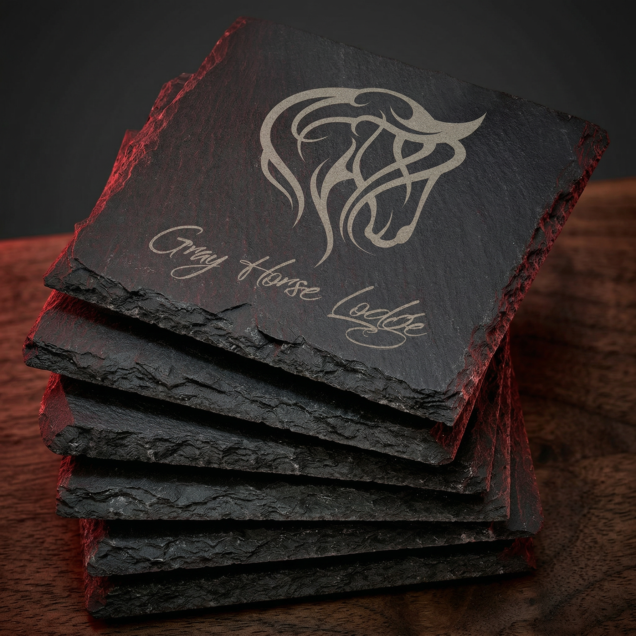 4" x 4" Square Slate Coaster Set-6 Piece