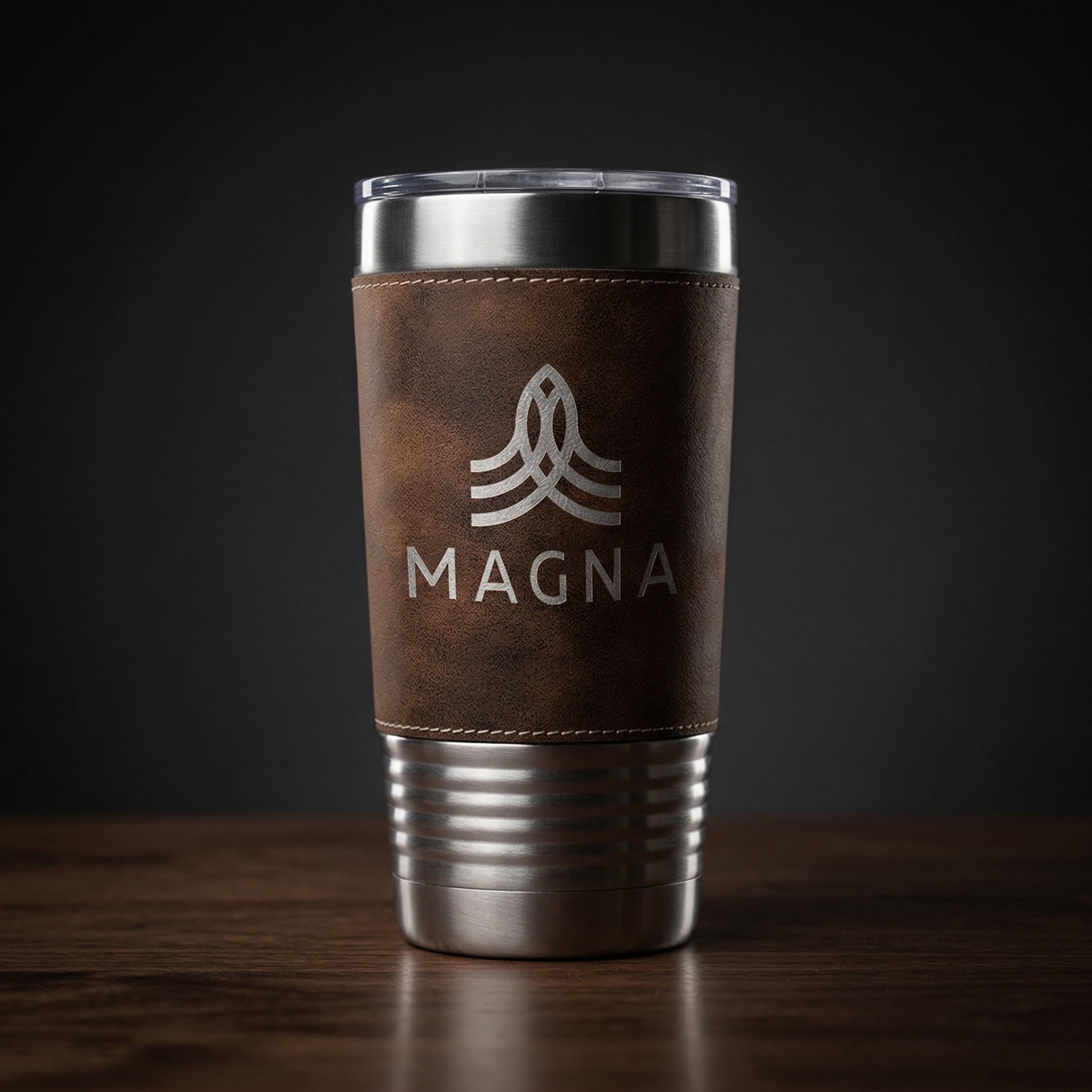 Polar Camel 20 oz. Rustic/Silver Leatherette Grip Tumbler with Standard Lid