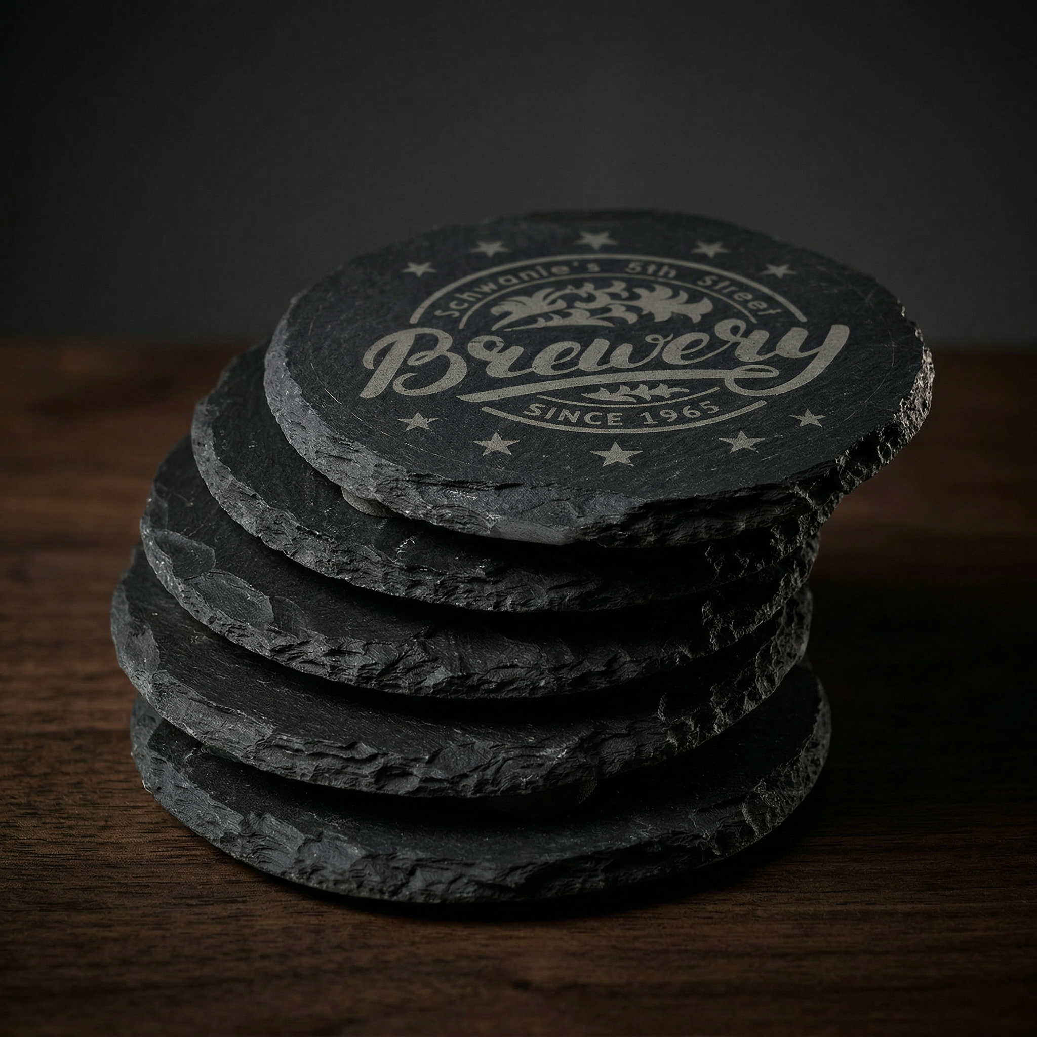 4" Round Slate Coaster Set-6 Piece