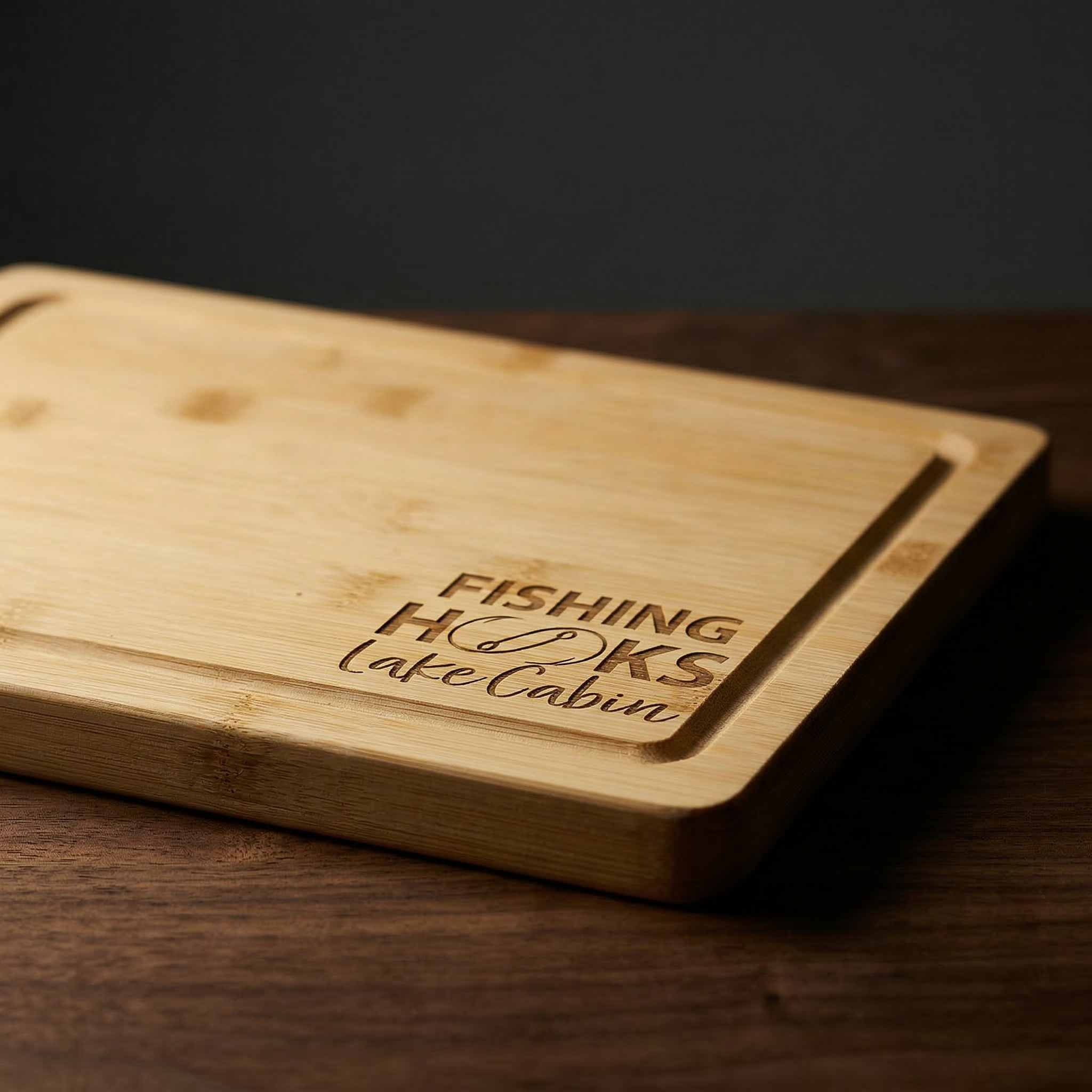 11 1/2" x 8 3/4" Bamboo Cutting Board with Drip Ring