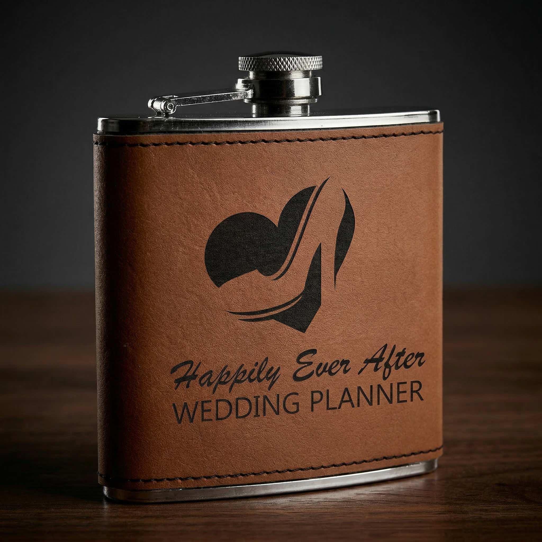 6 oz. Rawhide Laserable Leatherette Stainless Steel Flask